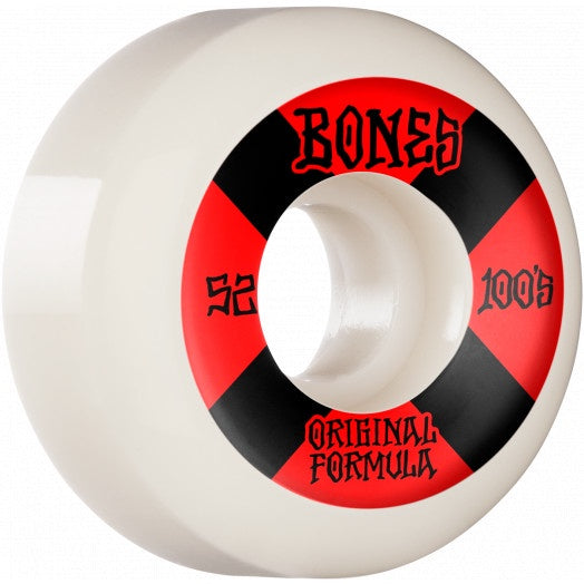 Bones - 100 #4 52mm OG Formula V5 Sidecut Wheels (White/Red)