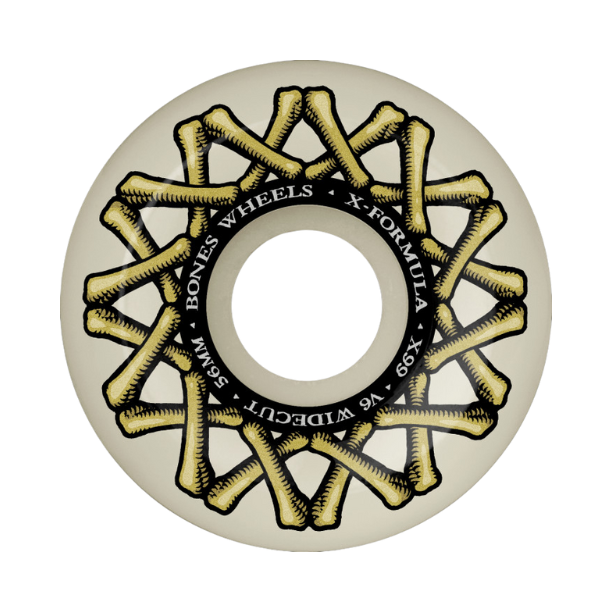 Skateboard wheel with 'Bones Wheels' branding on a white background