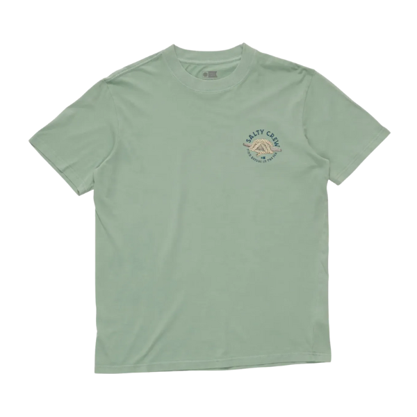 Light green t-shirt with a logo on the chest against a white background