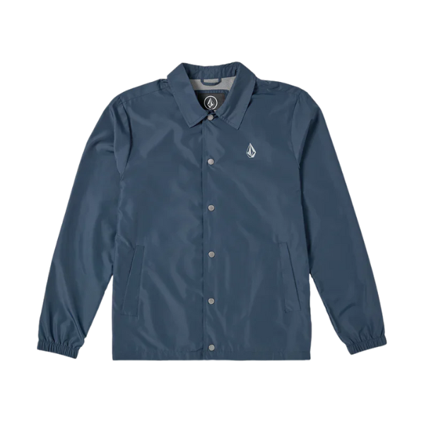 Blue jacket with a brand logo on a white background