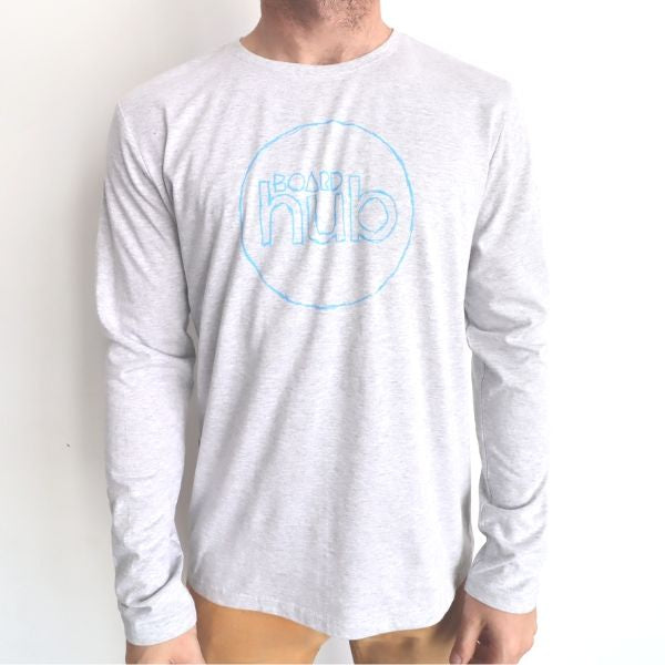 Boardhub - Classic Logo Tee L/S (Heather Grey/Blue)